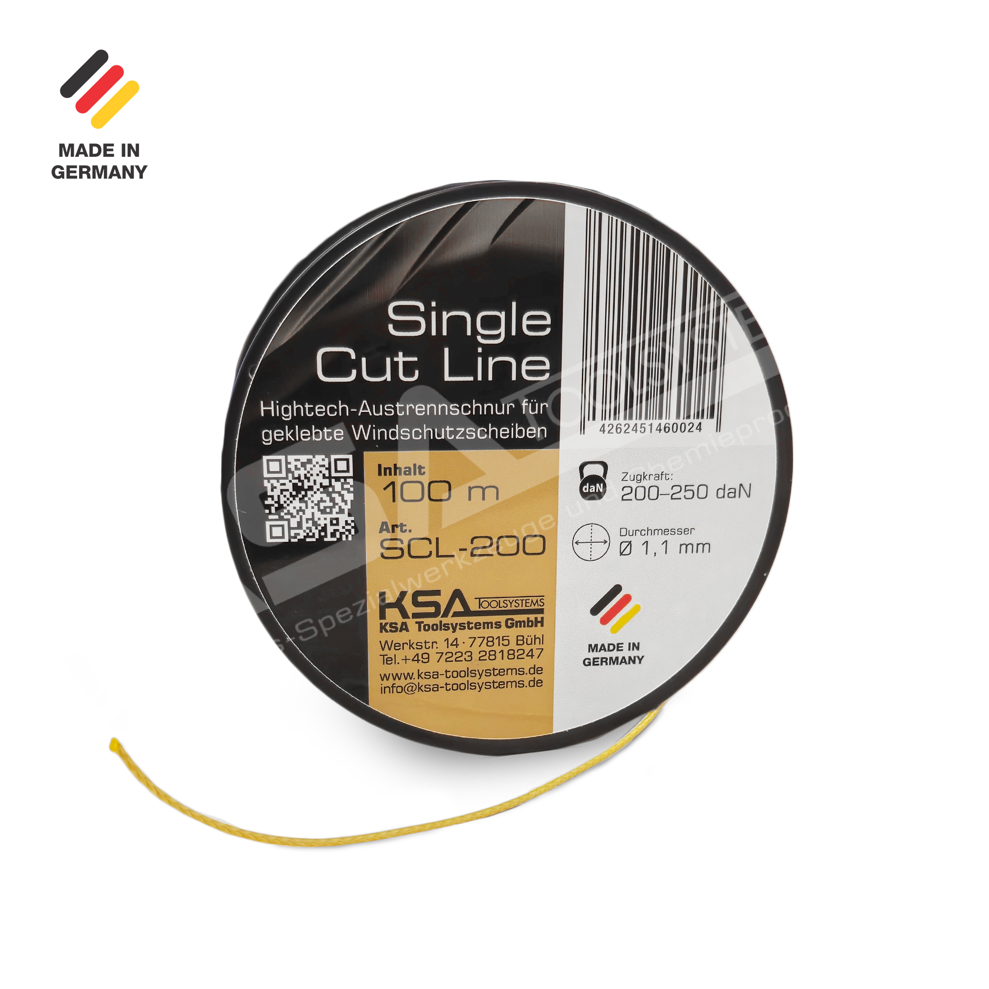 Austrennschnur, Single Cut Line, 200 – 250 daN, Ø 1,1 mm – 1,2 mm , golden, 100m – Bild 3