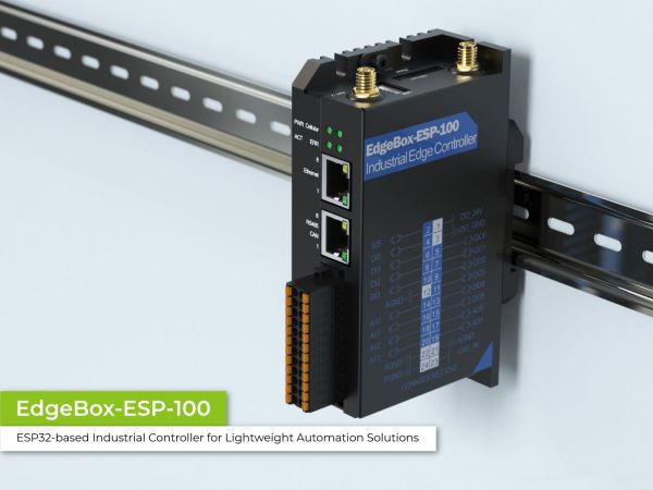 EdgeBox-ESP-100-Industrieller Edge Controller, WiFi, BLE, 4G LTE, DIO, AIO, Ethernet, CAN, RS485