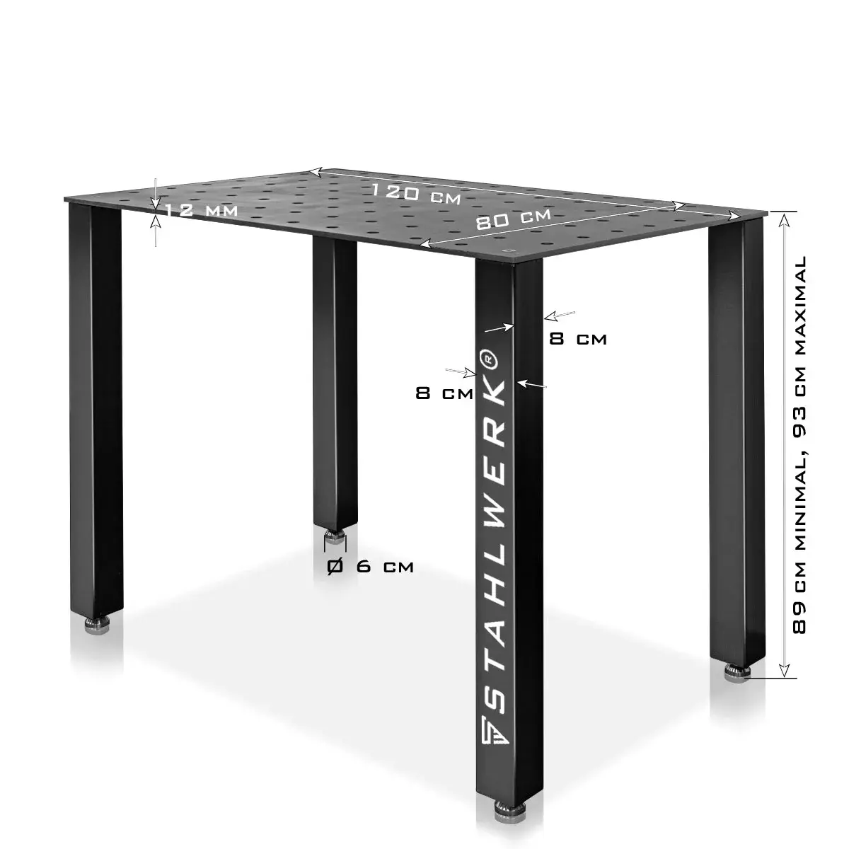 STAHLWERK Schweißtisch DIY-Bausatz hochbelastbare 12 mm Arbeitsplatte S355 Stahl – Bild 7